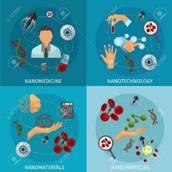 Four Nanotechnology Icon Set With Descriptions Of Nanomedicine  Nanotechnology Nanomaterials And Nanoparticles Vector Illustration Royalty  Free SVG, Klipartlar, Vekt�r �izimler ve Stok �izim. Image 56863496
