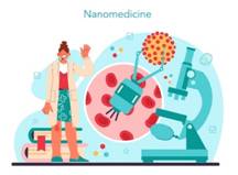 Nano engineering. scientists work in laboratory with nanoparticle for  medicine and technology development. nanomaterials and robots inventing.  vector flat illustration. | Premium Vector