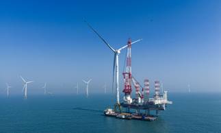 The world's first 20-megawatt offshore wind turbine installed in waters off East China's Fujian Province Photo: Courtesy of China Three Gorges Corporation